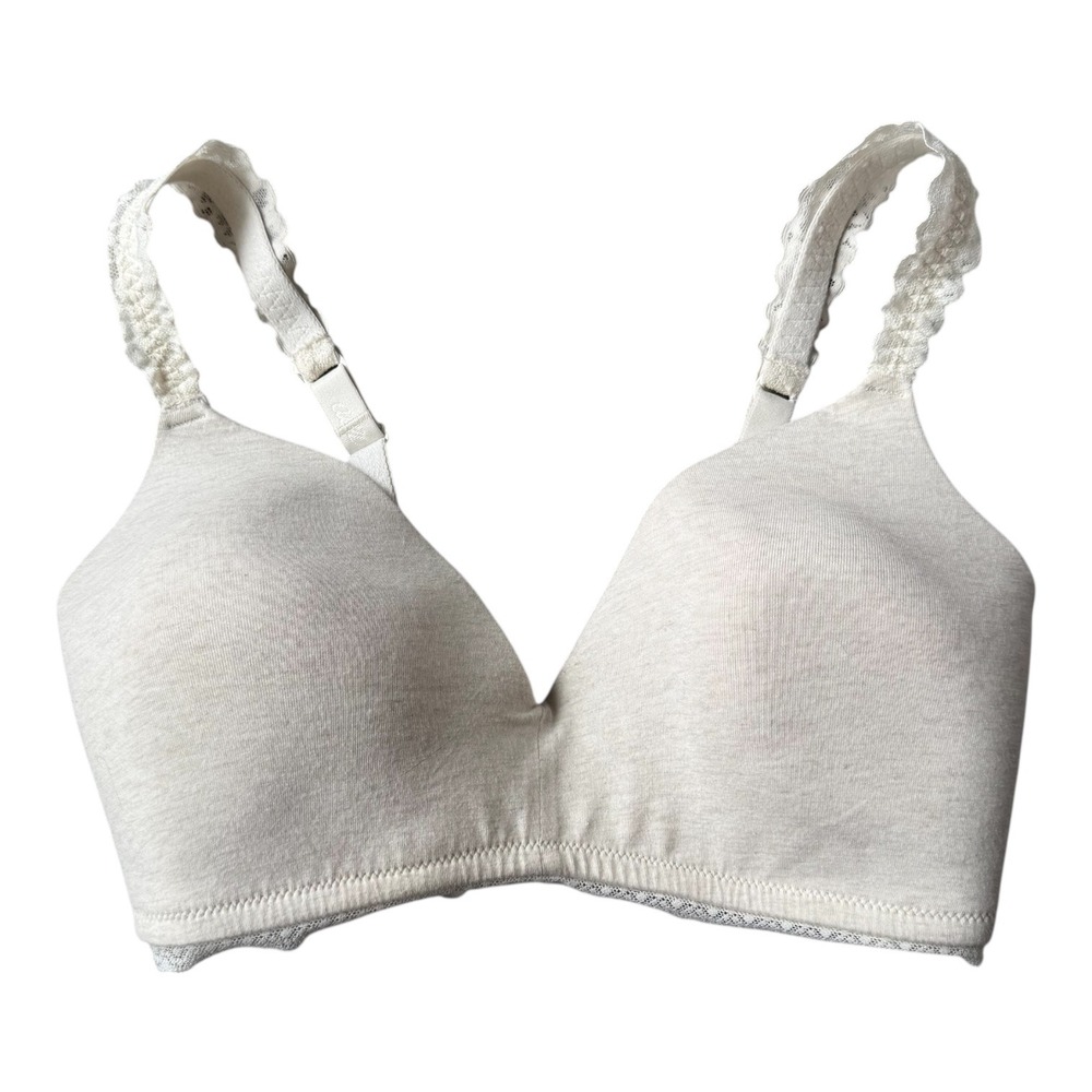 Aerie Wireless Lightly Lined Lace Bra 34DDD Heather Oatmeal Cream Soft Stretch